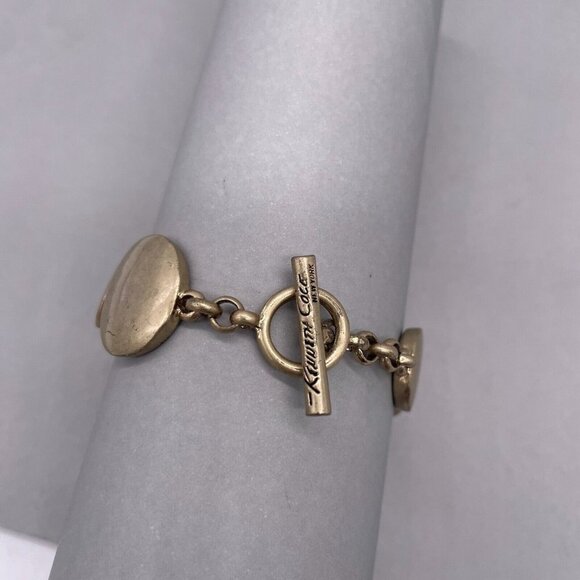 Kenneth Cole New York Round Circle Discs Link Bangle Bracelet Toggle Closure - Picture 3 of 4